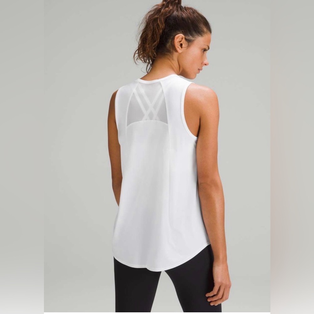 lululemon Sculpt White Sleeveless Mesh-Back Performance Tank Top NWT
